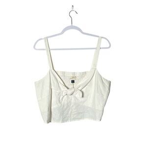 NWT Universal Thread Linen Blend Smock Back Tie Front Crop Tank Top Women's XXL